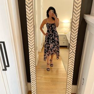 Black floral midi dress size 00